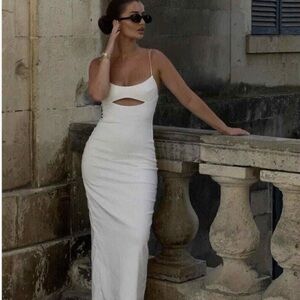 Zara white linen Cut Out Dress